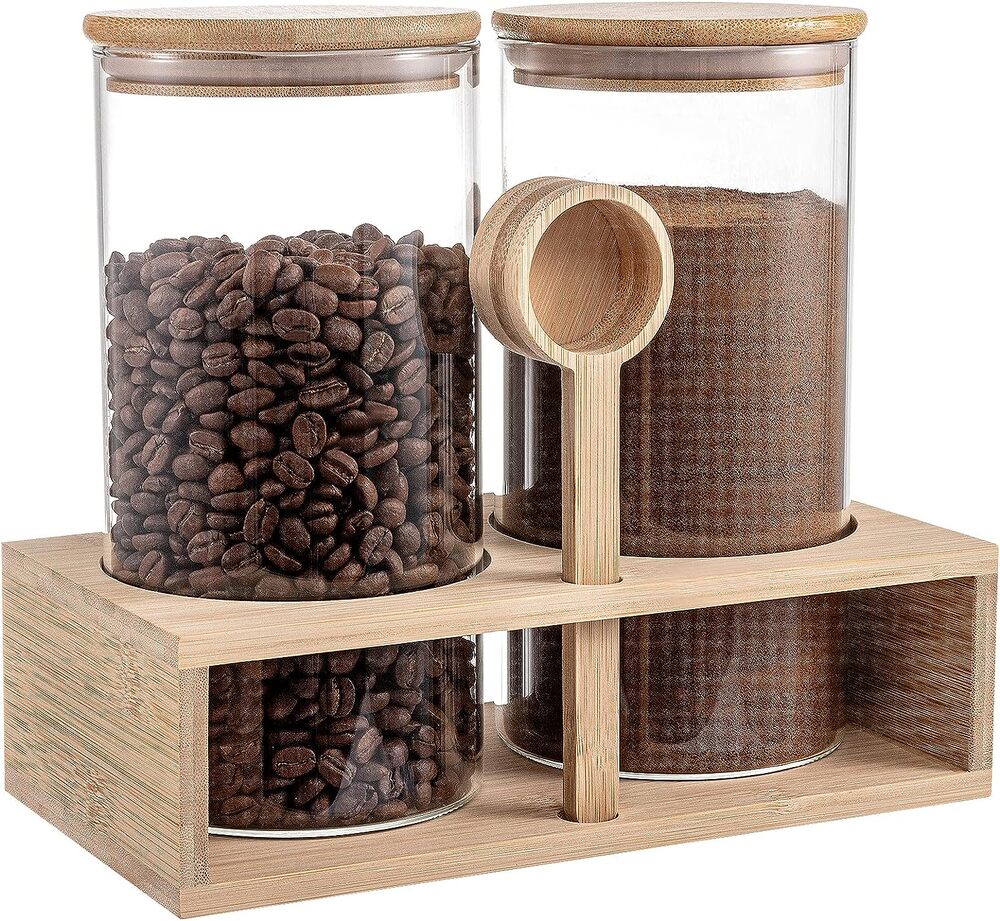 ANPHSIN Glass Coffee Containers with Shelf